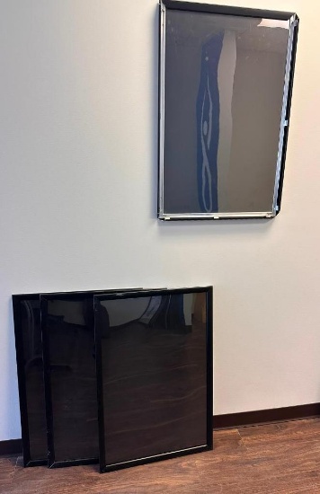 4 - Snap-Lock Frames, Black, 30in x 24in, Sides of Frames Hinged to Place Art & Lock in Place