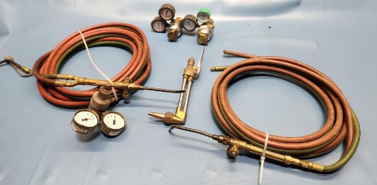 Two Sets of Torch Tips and Gauges, Hoses, See Images