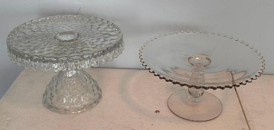 Pair of Vintage Glass Cake Plates