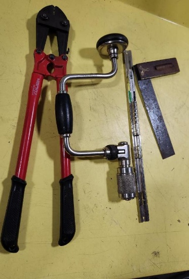 Tools, Carpenter Square, Bolt Cutters, Brace, Socket Holder