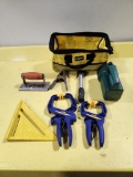 Tool Kit w/ Bag, Flashlight, Hand Clamps, Square and More