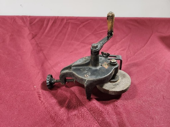 Early USA Manual Sharpener, Crank Style w/ Grinding Wheel