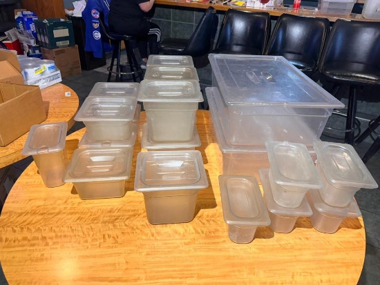 Group of NSF Transparent Cold Food Pans w/ Lids, See Images