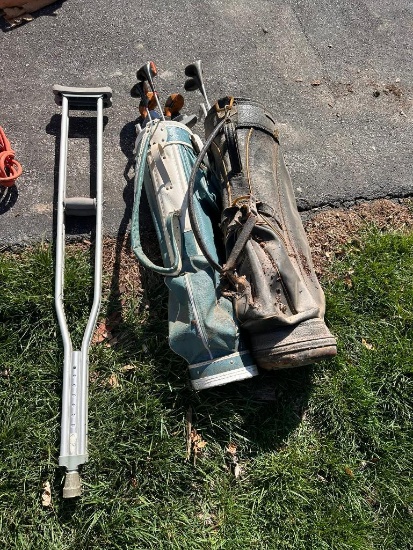 Vintage Golf Clubs and Crutches