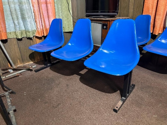 3-Seat, Steel Framed Lobby Seats w/ Molded Plastic Chair Seats