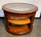 Glass Top Oval End Table w/ 2 Lower Shelves, 32in x 24in x 26in