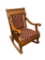 Amish Crafted Country Road Solid Oak Rocking Chair, w/ Upholstered Cushioned Seat & Seat Back