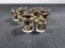 Set of 8 Vintage Gold Coin Tumblers or Whiskey Glasses & 1 Matching Shot Glass