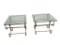 Matched Set of Two, Brass and Glass Heavy Side Tables 26in x 24in x 22in H