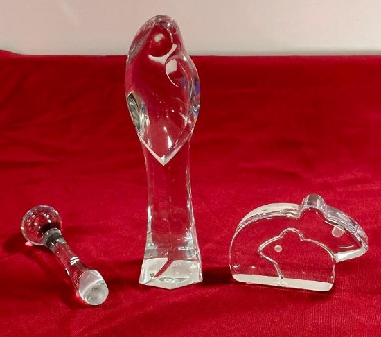Glass Stopper, Glass Mice Paperweight, Glass Vase