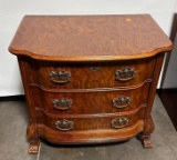 Vintage 3-Drawer Chest of Drawers, Curved Front, Solid Wood, Dovetail Drawers 20in x 30in x 28in H
