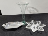 Elegant Serving Pieces and Trumpet Style Vase