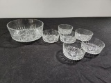 Seven Piece Cut Glass Serving Bowls, 1 Large, 6 Smaller