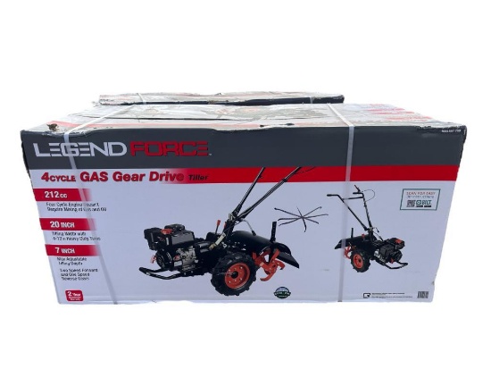 New, Legend Force 4 Cycle Gas Gear Drive, Rear Tine Tiller, 20in, 212cc