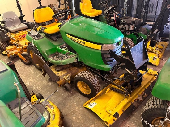 John Deere Riding Lawn Tractor, Likely Model 325, w/ Snow Plow Blade