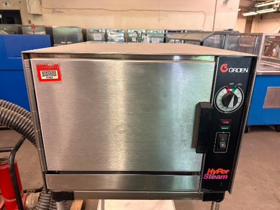 Groen Model HY-3E Steamer, (3) Pan Convection Steamer, Countertop Unit w/ Stand