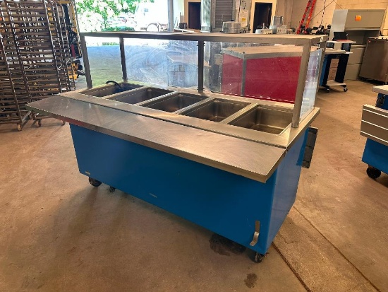 Delfield Shelleyglas NSF Custom KH-5-NU Heated Serving Counter, 5-Pan Buffet Warmer, Mobile