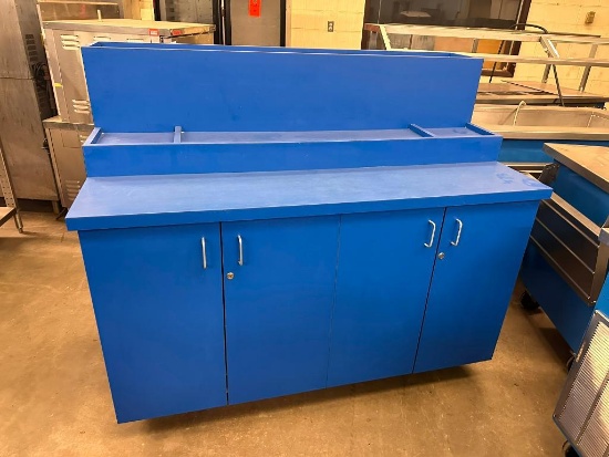 Custom Mobile 3-Tier Storage Cabinet w/ 3 Doors, HD Casters, Laminated, 60in x 50in x 30in
