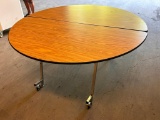 Laminate Top 60in Round Folding Portable Mobile Table, Great Lunch or Card Table, Space Saver