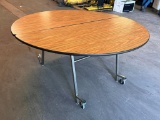 Laminate Top 60in Round Folding Portable Mobile Table, Great Lunch or Card Table, Space Saver