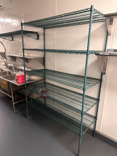 NSF Green Epoxy 5-Shelf Commercial Restaurant Shelving Unit, 87in x 60in x 24in