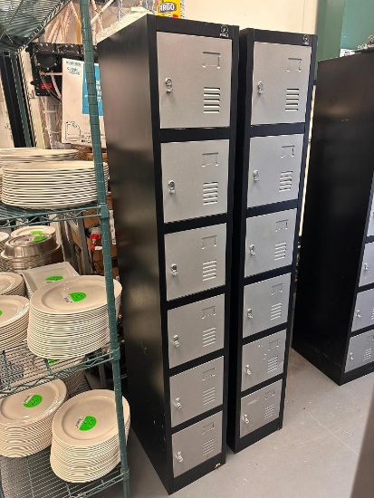 (2) 6-Section Metal Locker Units by Fedmax, Each Locker is 18in x 12in x 12in and 71in H