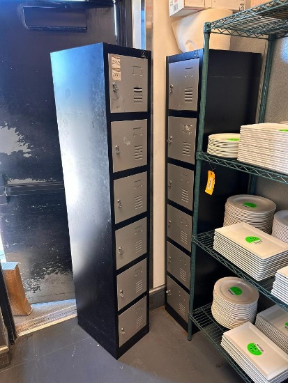 (2) 6-Section Metal Locker Units by Fedmax, Each Locker is 18in x 12in x 12in and 71in H