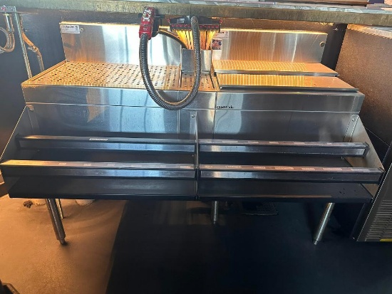 GlasTender Backbar Set Up, (2) Drainboards and Blender Station, MicroMatic Glass Rinser, Speed Rails