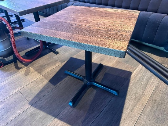 Restaurant Table, Solid Wood Top, Single Pedestal Base, 30in x 24in x 30in H