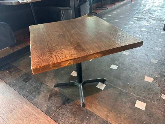 Restaurant Table, Solid Wood Top, Single Pedestal Base, 30in x 30in x 30in H