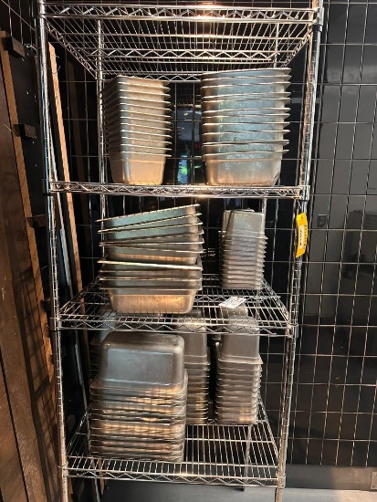 125 Steam Pans, Winco & Superior: (9) Full Size, (12) 1/2 Size, (24) 1/3 Size, (24) 1/9 Size, (60)