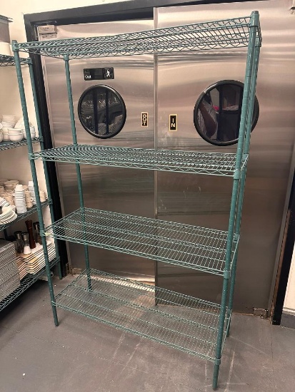 NSF Green Epoxy 4-Shelf Commercial Restaurant Shelving Unit, 75in x 48in x 18in