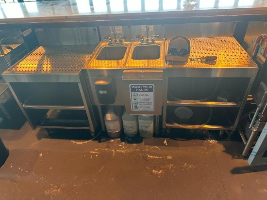 GlasTender Backbar set Up, 2 Drainboards, 2 Sinks, MicroMatic Glass Rinser, See Images for Model #s