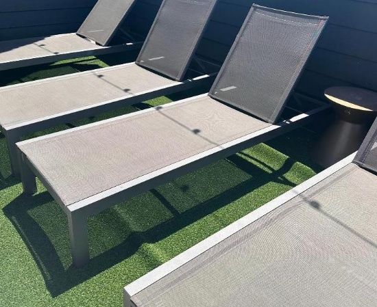 Patio Lounger w/ Adjustable Back Rest, Metal Frame, All-Weather Fabric, Heavy-Duty/Lightweight