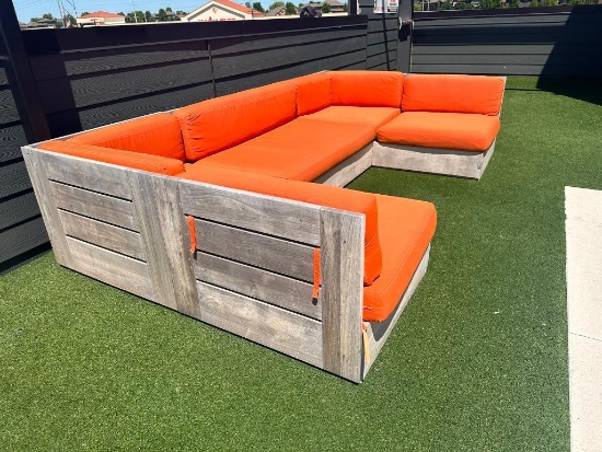 5-Piece Indoor / Outdoor Patio Furniture U-Shape Modular Seating Set, 2 Chairs, 2 Corners, 1 Long
