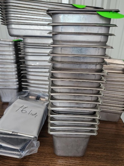 16 Qty. - 1/6 Size Steam Pans w/ Lids