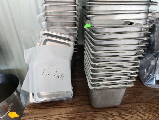 12 Qty - 1/6 Size Steam Pans w/ Lids