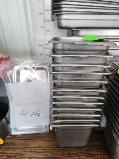12 Qty - 1/6 Size Steam Pans w/ Lids
