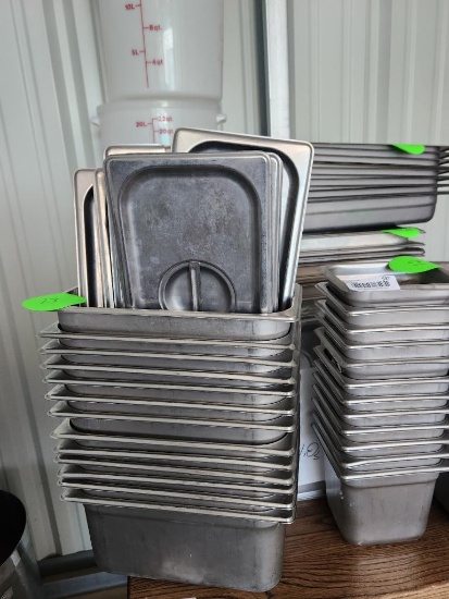 13 Qty. - 1/3 Size Steam Pans w/ Lids