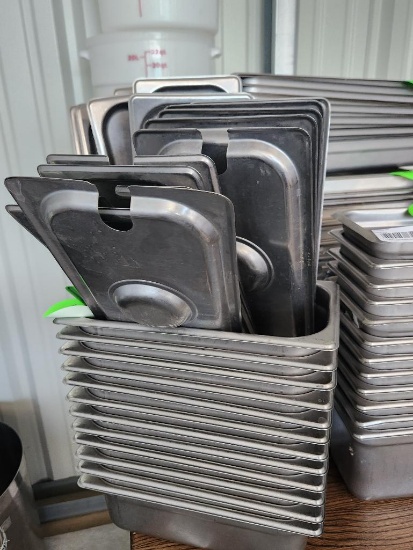 12 Qty. - 1/3 Size Steam Pans w/ Lids