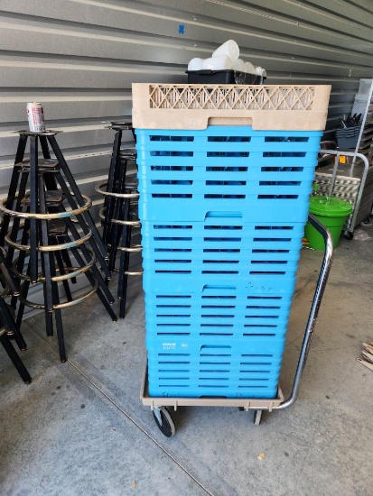 Several Dish Racks on Dish Rack Dolly
