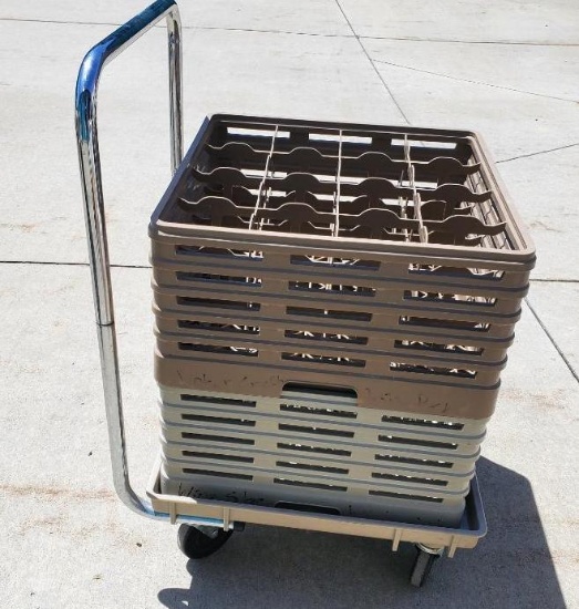 Dish Rack Dolly w/ Dish Racks, No Glasses