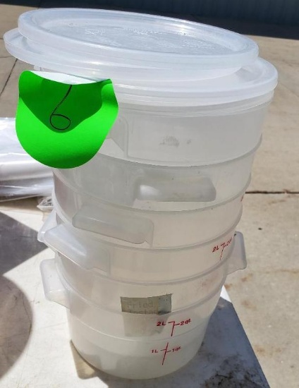 6 Qty. - 2 Quart Round Food Storage Containers w/ Lids