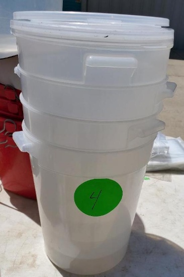 4 Qty. - 8 Quart Round Food Storage Containers w/ Lids