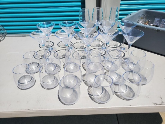 Misc. Glassware, Several Martini Glasses and Cocktail Glasses