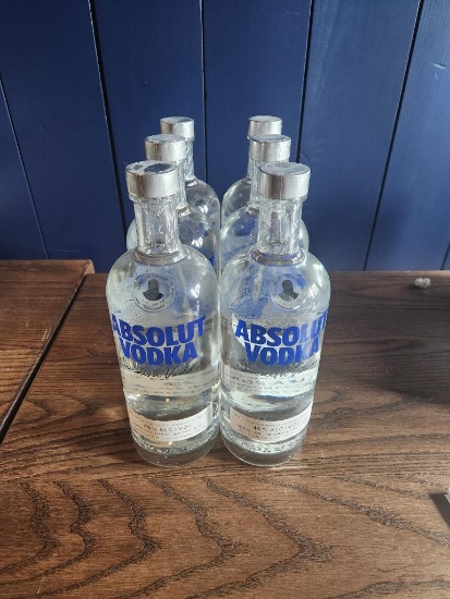6 Bottles of Absolut Vodka - Swedish Vodka 1L