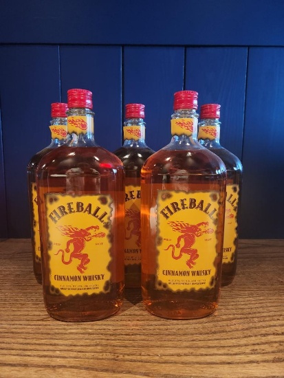 5 Bottles of Fireball Cinnamon Whiskey 1L