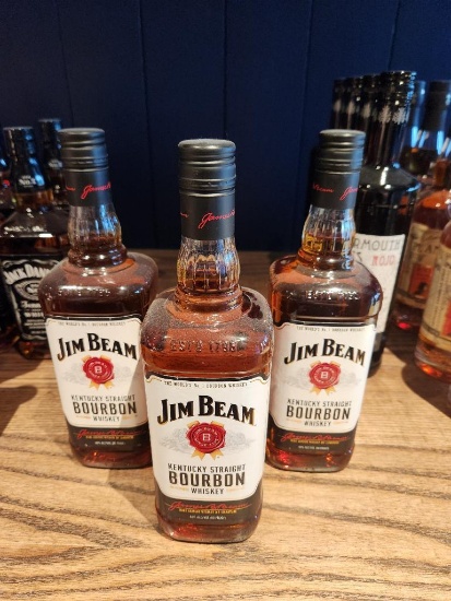 3 Bottles of Jim Beam Bourbon Whiskey 1L
