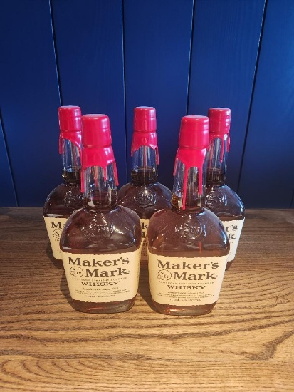 5 Bottles of Maker's Mark Bourbon Whiskey 1L