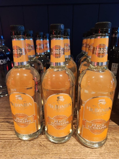 12 Bottles of Mr. Boston Peach Schnapps 1L